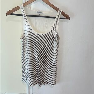 Express White with Silver Sequins Tank Top xs small